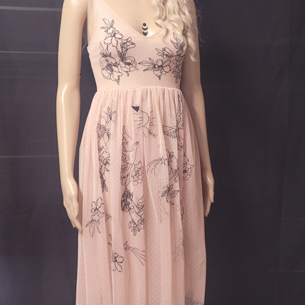 Pink Embellished Pleated Sundress for Weddings